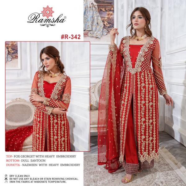 Ramsha R 339 To R 342 Designer Georgette Embroidery Pakistani Salwar 